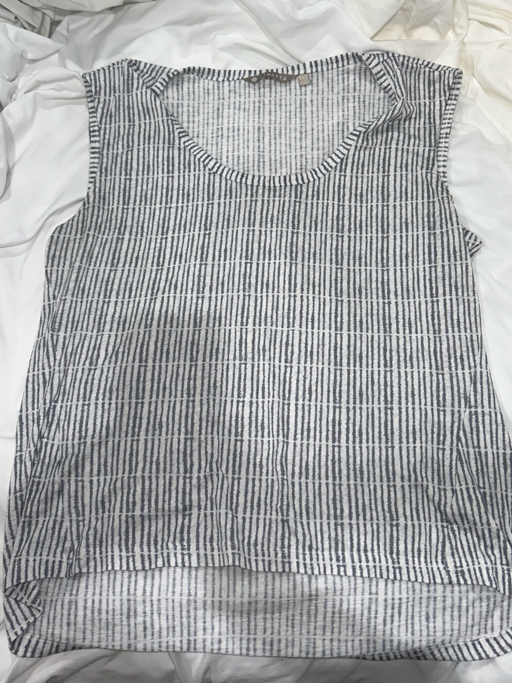 Athleta Gray and White Striped Tank Top